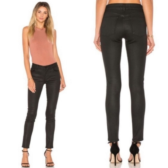 DL1961 Emma Coated Power Legging Black Low-Rise Jeans Char Sz 28 - Picture 1 of 15